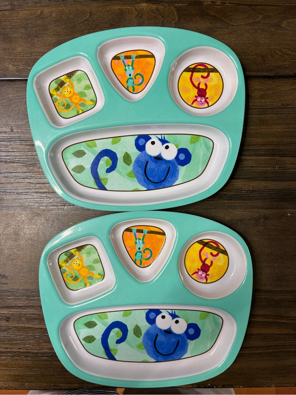 Circo Teal Kids Sectioned Plate with Playful Monkey Design